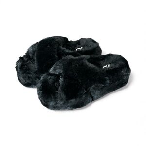 Cozy Black Faux Fur Slippers PINK